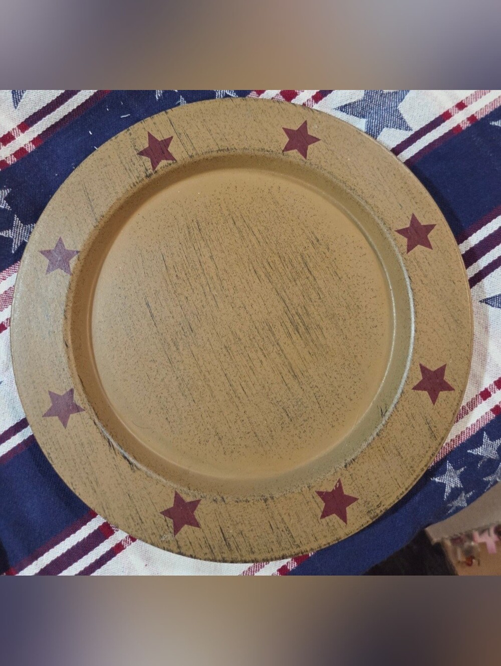 Primitive Rustic Wooden Farmhouse Decorative charger plate 9.75 inch